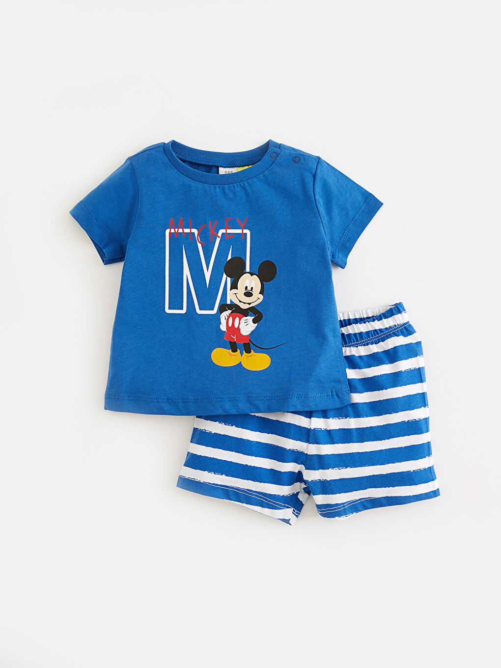 Mavi Erkek Bebek Mickey Mouse Baskılı Pijama Takımı