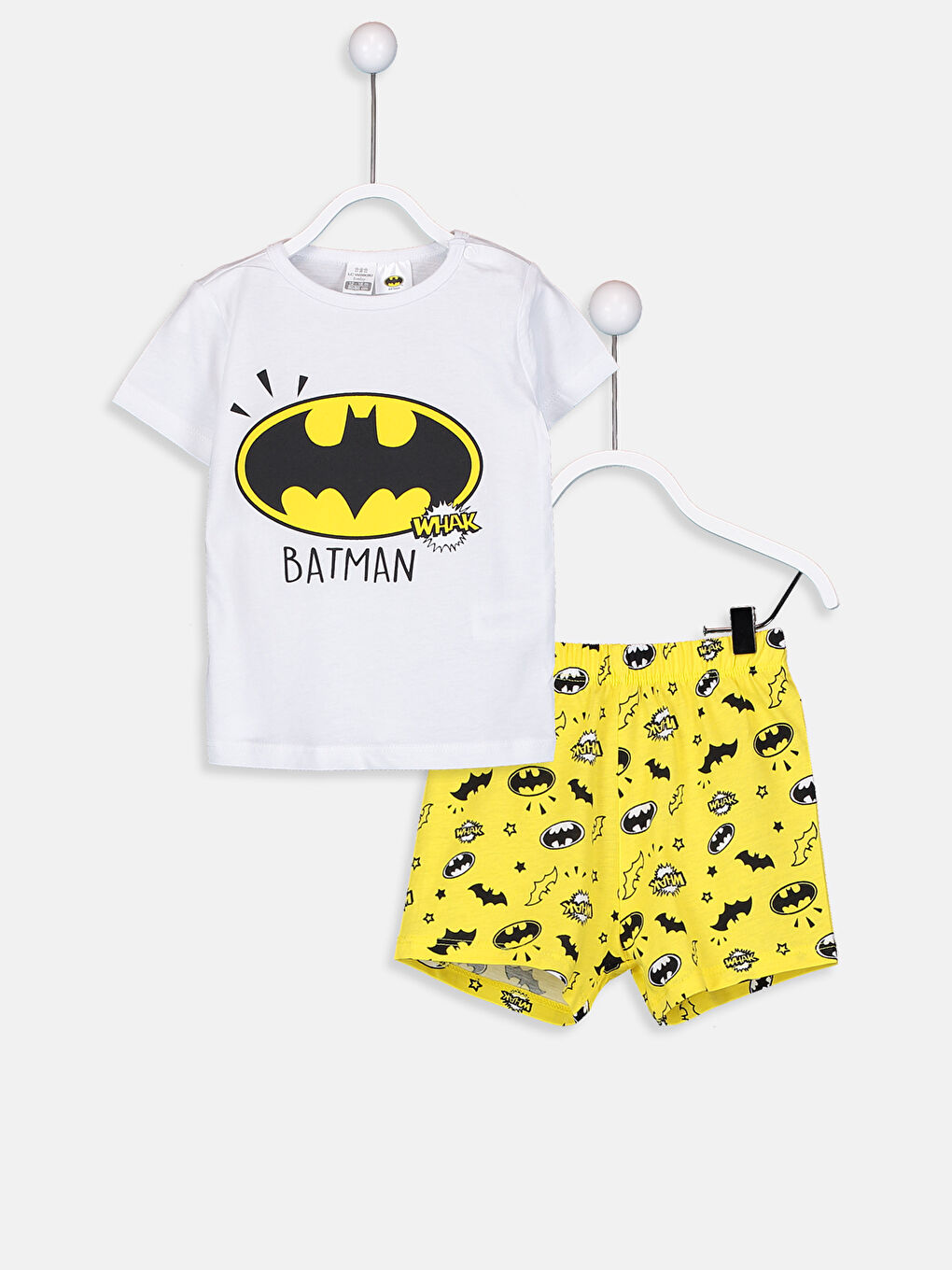 Beyaz Erkek Bebek Batman Baskılı Pijama Takımı