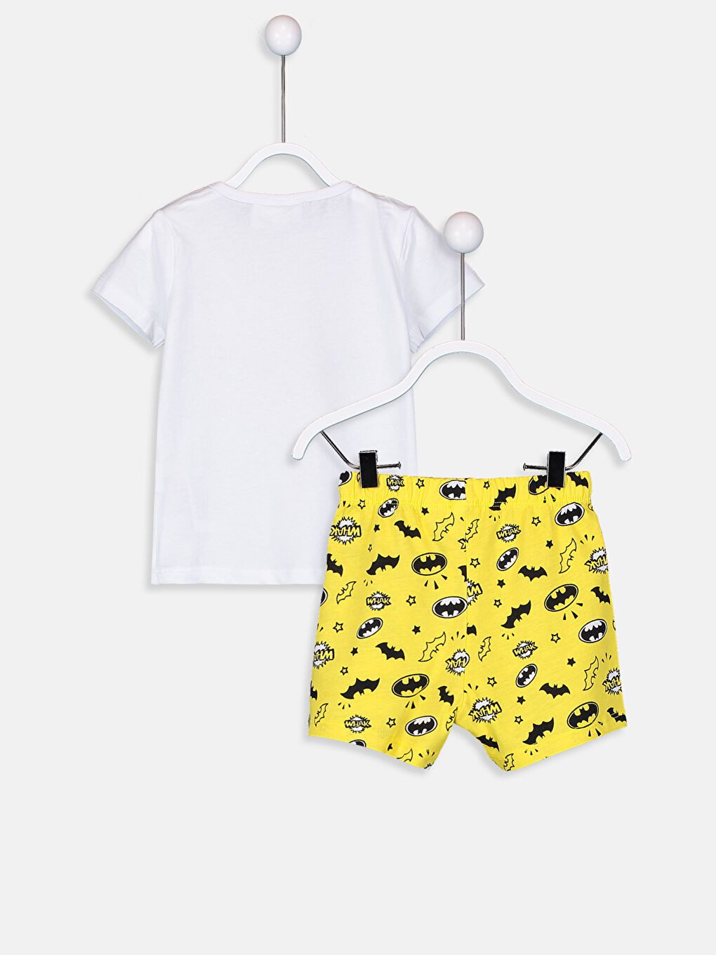 Beyaz Erkek Bebek Batman Baskılı Pijama Takımı-1