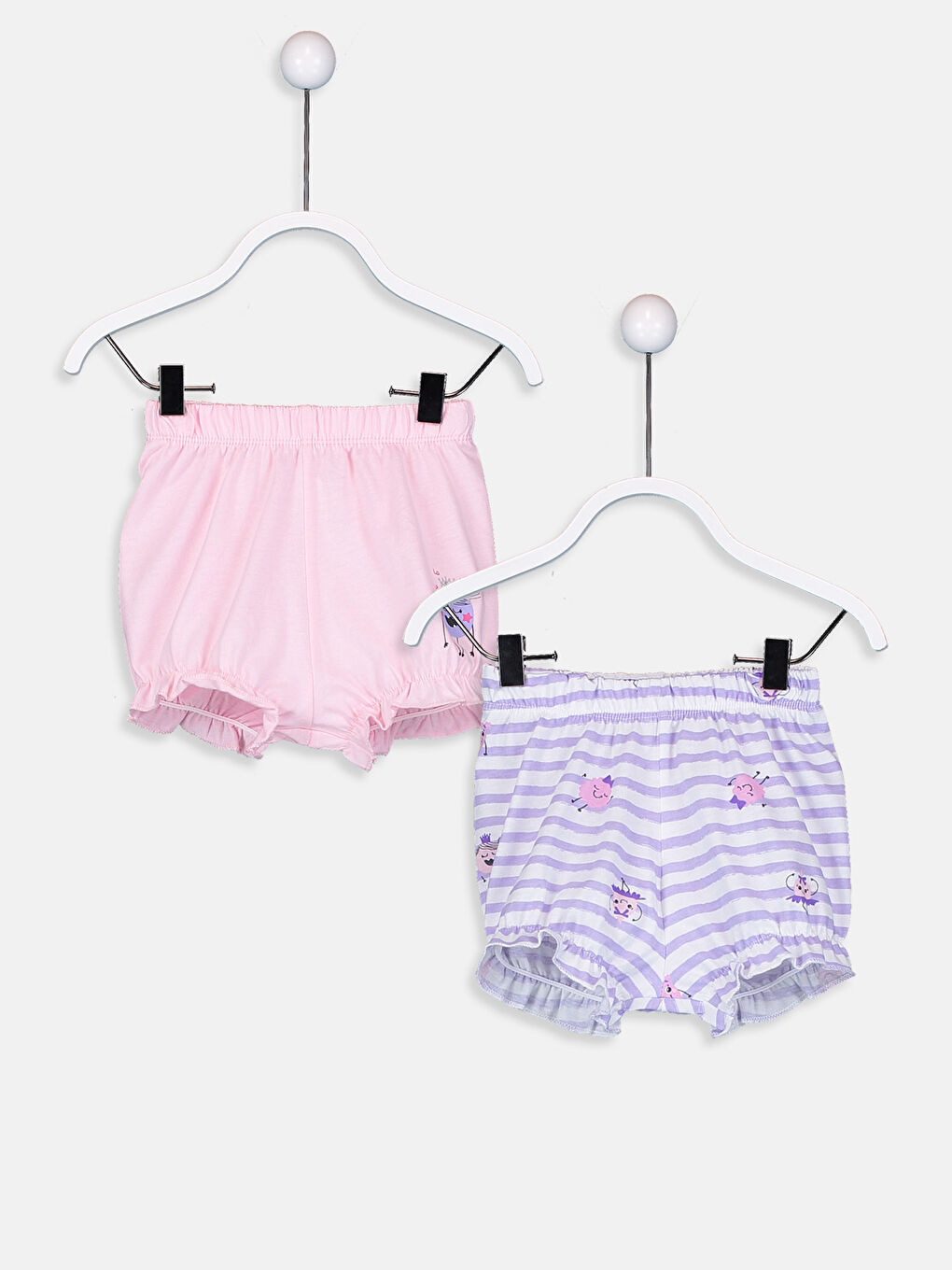 Beyaz Beli ve Paçası Lastikli Kız Bebek Pijama Alt 2'li