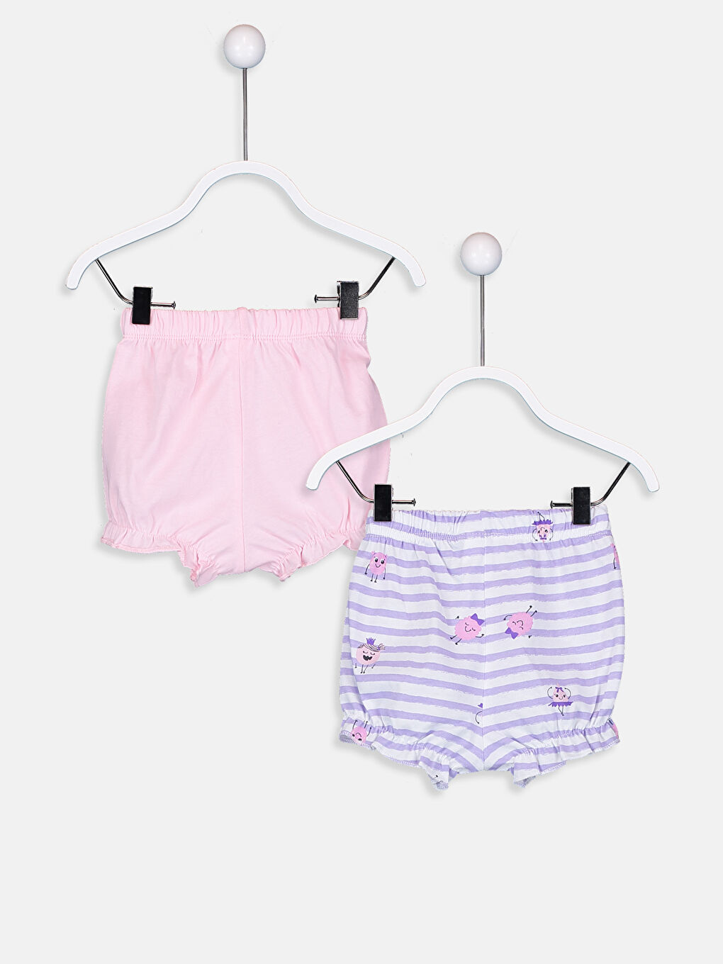 Beyaz Beli ve Paçası Lastikli Kız Bebek Pijama Alt 2'li-1