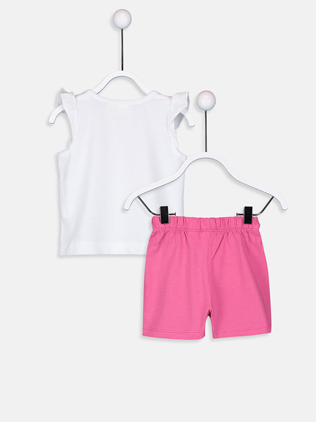 Beyaz Bisiklet Yaka Kolsuz Minnie Mouse Baskılı Kız Bebek Pijama Takımı-2