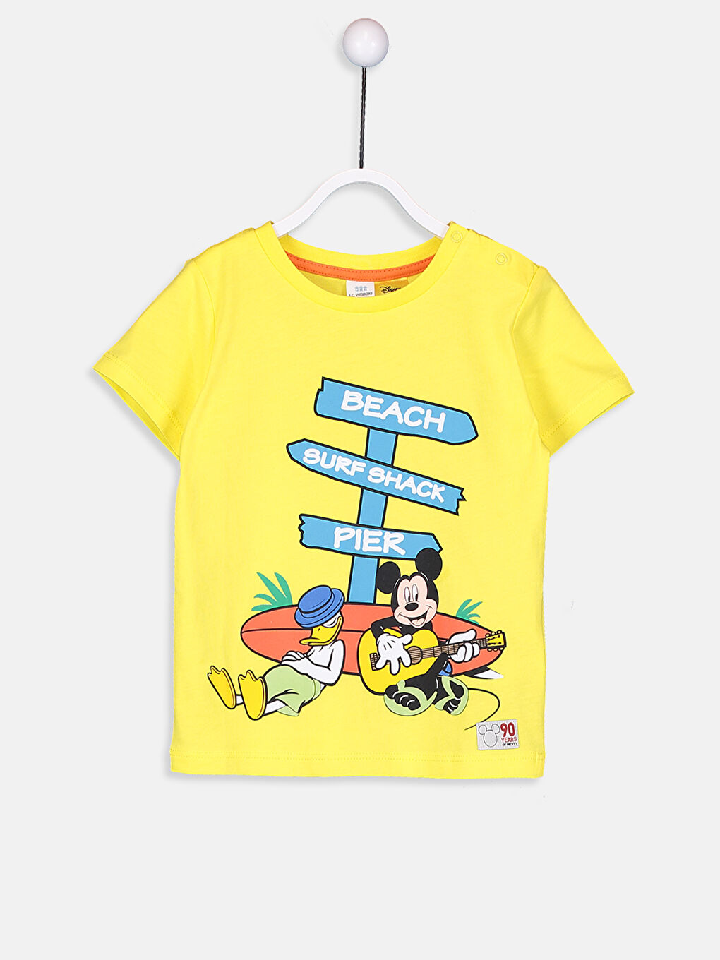 Sarı Bisiklet Yaka Kısa Kollu Erkek Bebek Tişört-1