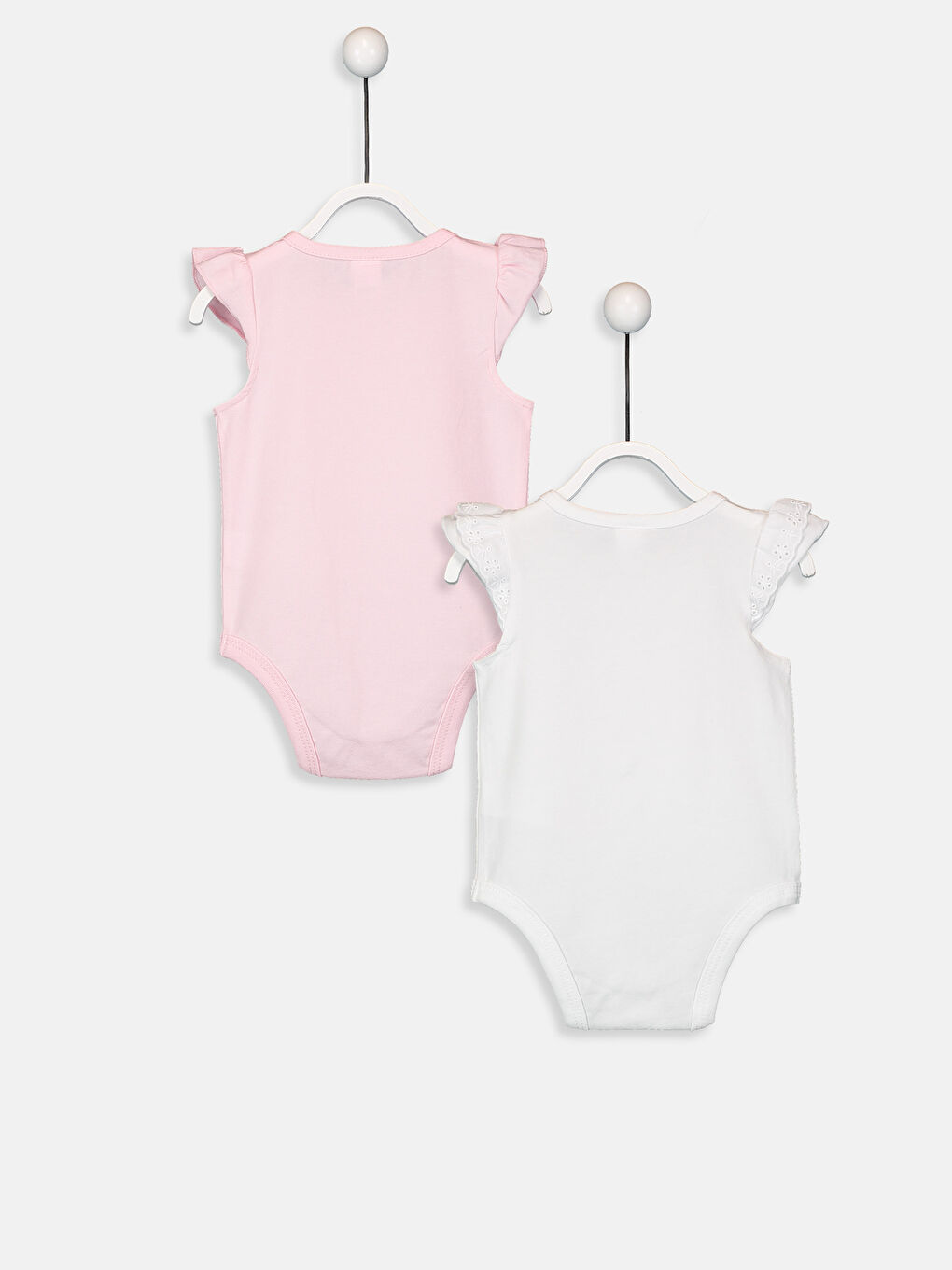 Pembe Bisiklet Yaka Kolsuz Kız Bebek Çıtçıtlı Body 2'li-1