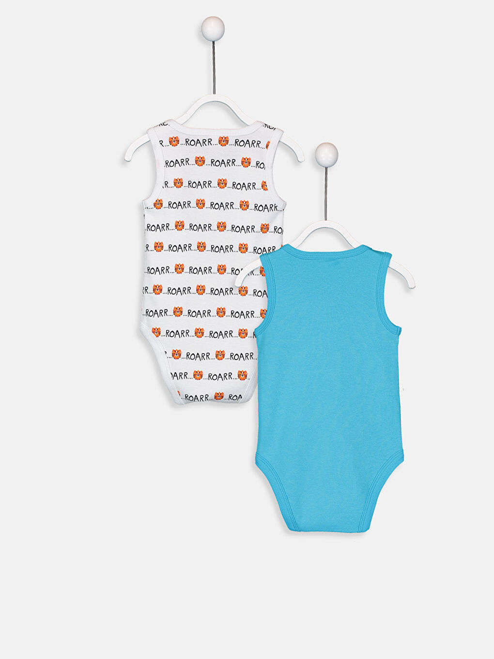 Turkuaz Erkek Bebek Pamuklu Çıt Çıtlı Body 2'li-1