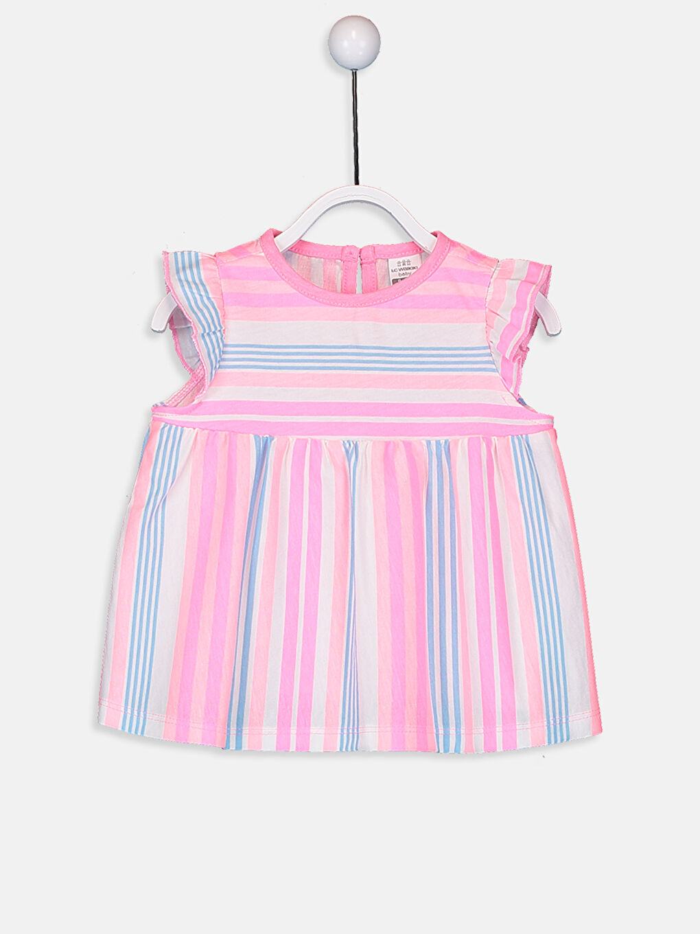 Beyaz Kız Bebek Çizgili Pijama Takımı-2