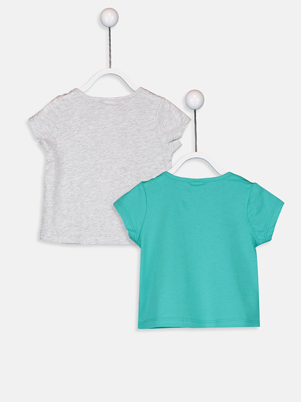 Gri Bisiklet Yaka Kız Bebek Tişört-2