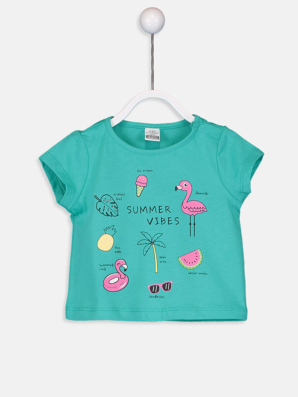 Gri Bisiklet Yaka Kız Bebek Tişört-4