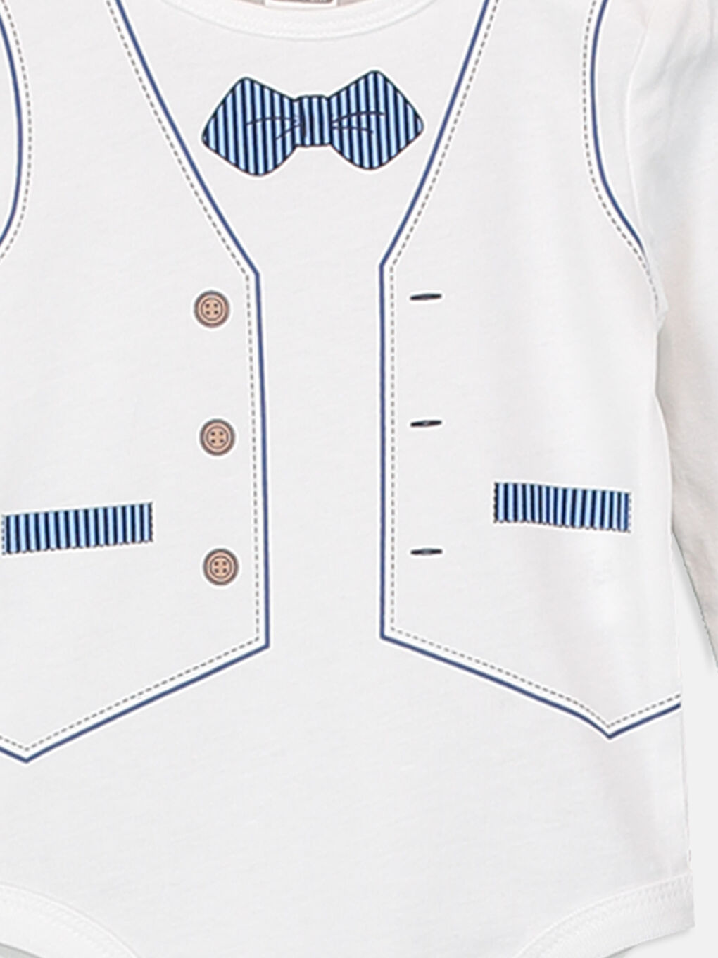 Beyaz Erkek Bebek Çıtçıtlı Body 2'li-2