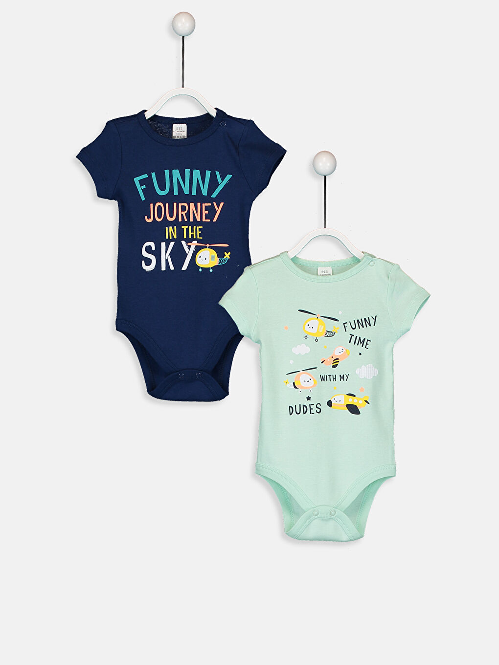 Yeşil Erkek Bebek Pamuklu Çıtçıtlı Body 2'li