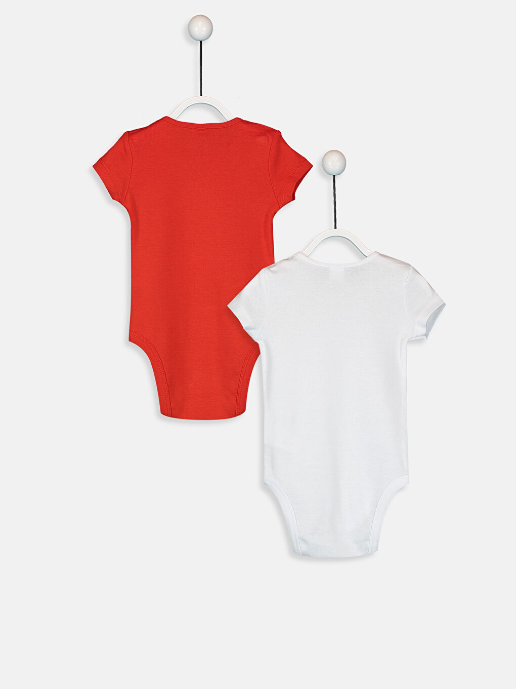 Kırmızı Bisiklet Yaka Kısa Kollu Kız Bebek Çıtçıtlı Bodysuit 2'li-1