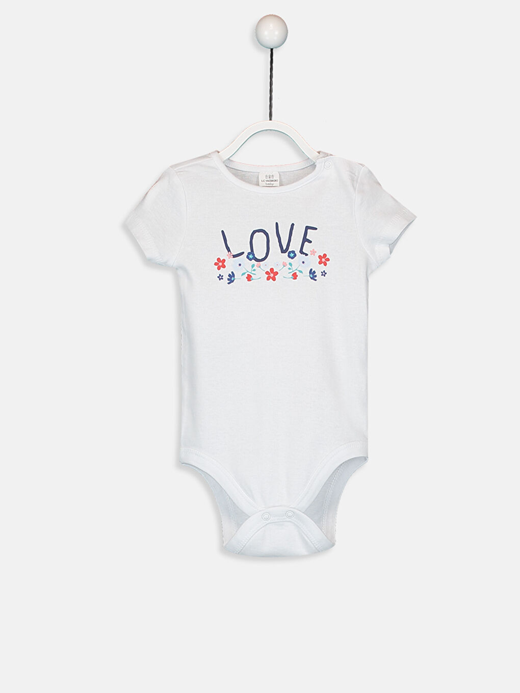 Kırmızı Bisiklet Yaka Kısa Kollu Kız Bebek Çıtçıtlı Bodysuit 2'li-2