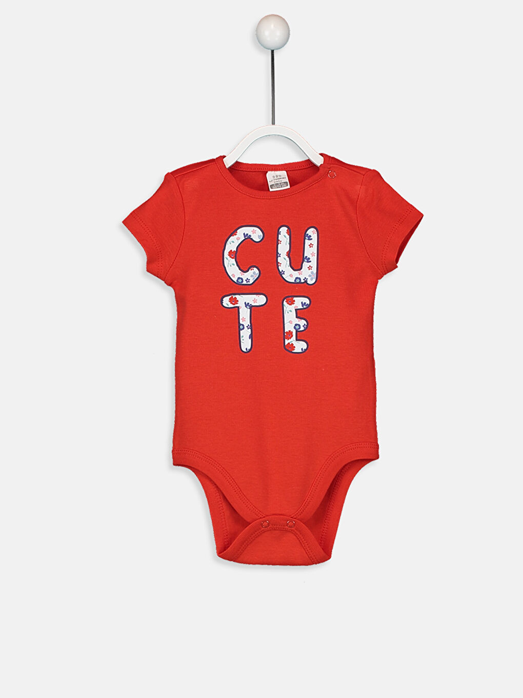 Kırmızı Bisiklet Yaka Kısa Kollu Kız Bebek Çıtçıtlı Bodysuit 2'li-3