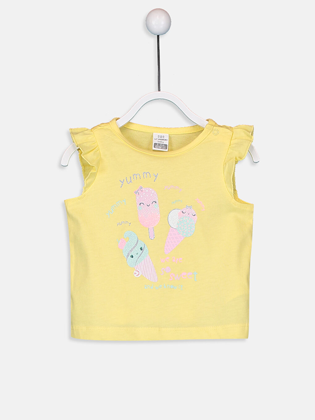 Sarı Bisiklet Yaka Kolsuz Baskılı Kız Bebek Pijama Takımı-2