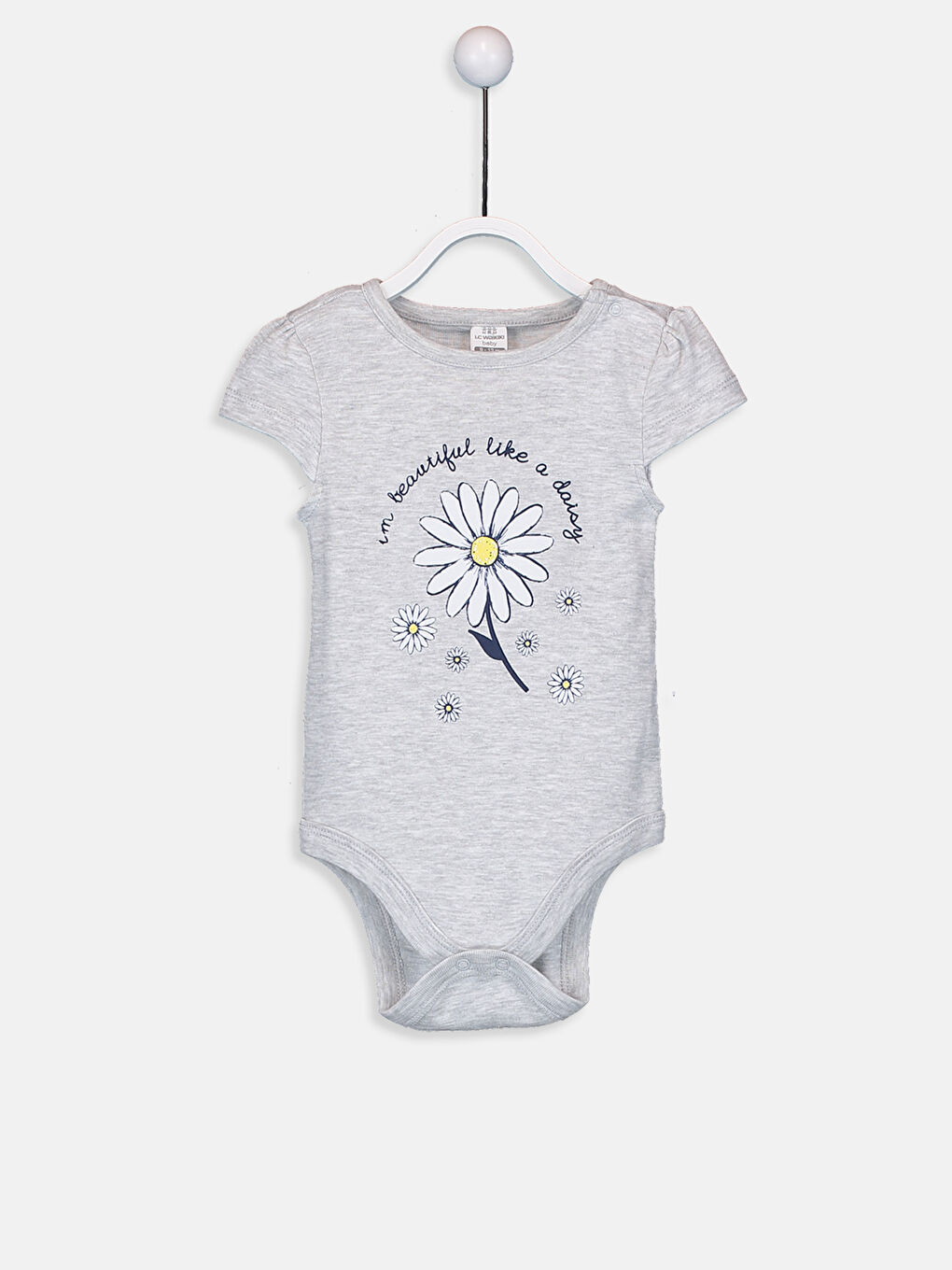 Beyaz Bisiklet Yaka Kısa Kollu Kız Bebek Çıtçıtlı Bodysuit 2'li-2