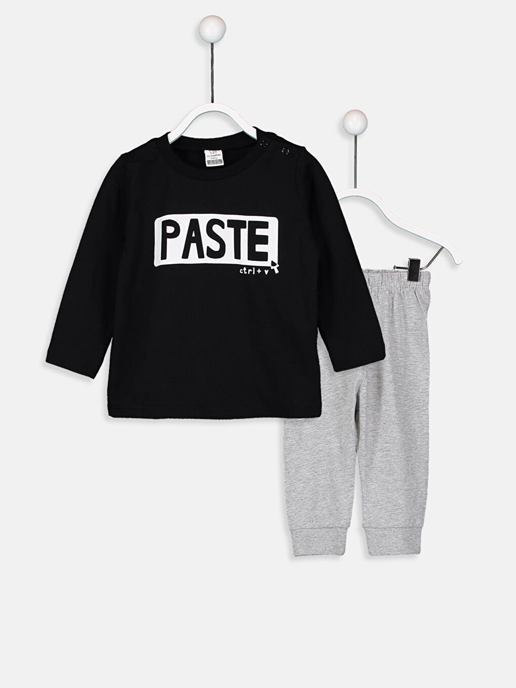 Siyah Erkek Bebek Pamuklu Pijama Takımı-1