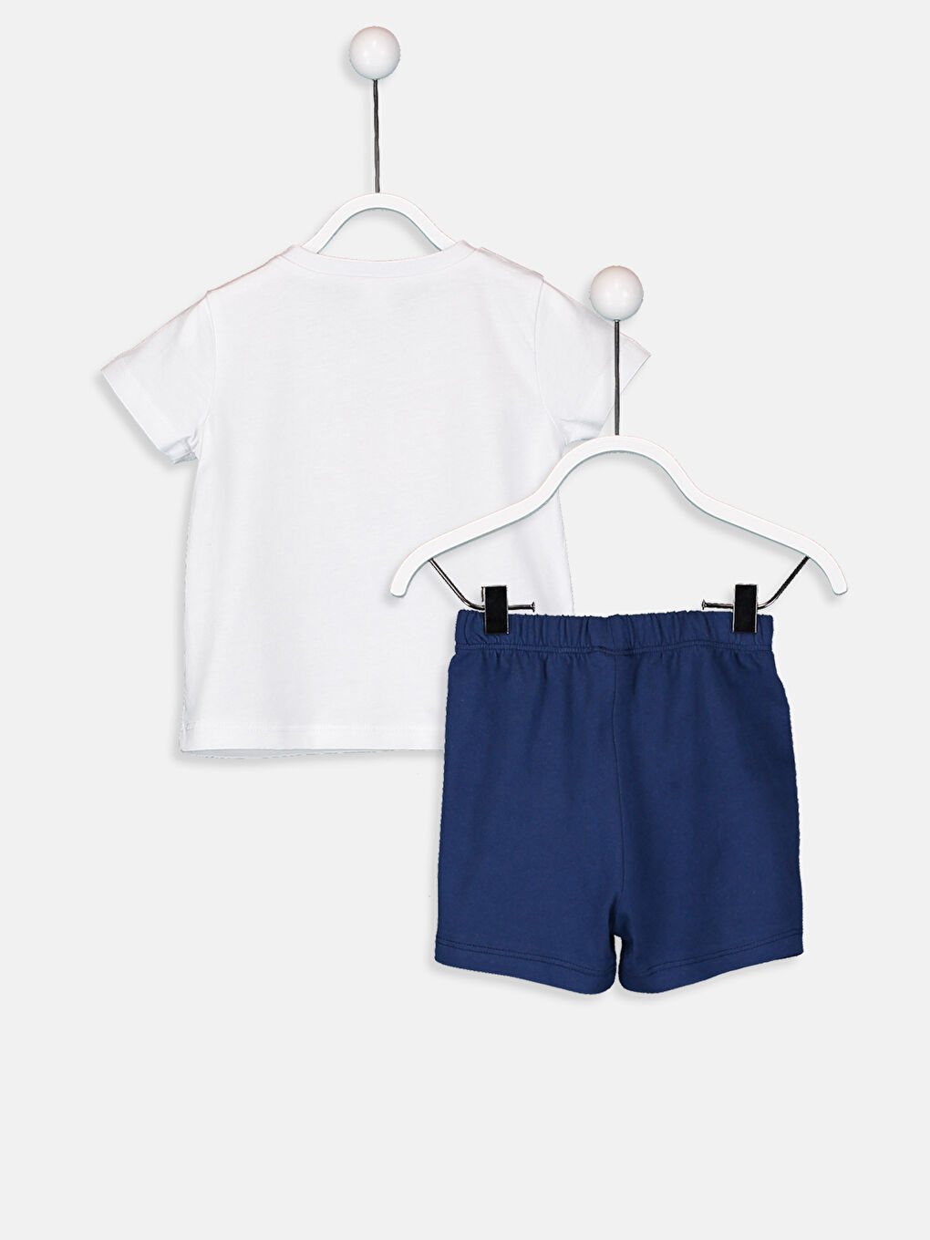 Beyaz Erkek Bebek Pamuklu Tişört ve Şort-2