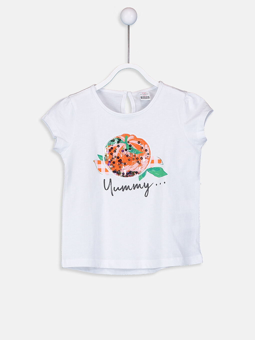 Beyaz Bisiklet Yaka Kısa Kollu Kız Bebek Tişört