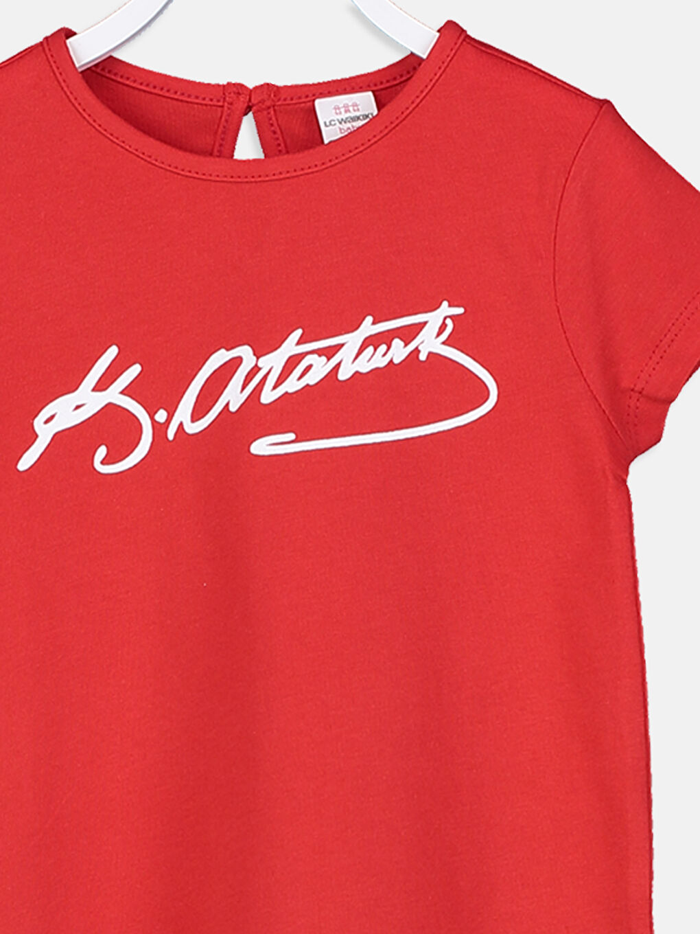 Kırmızı Bisiklet Yaka Kısa Kollu Kız Bebek Tişört-2