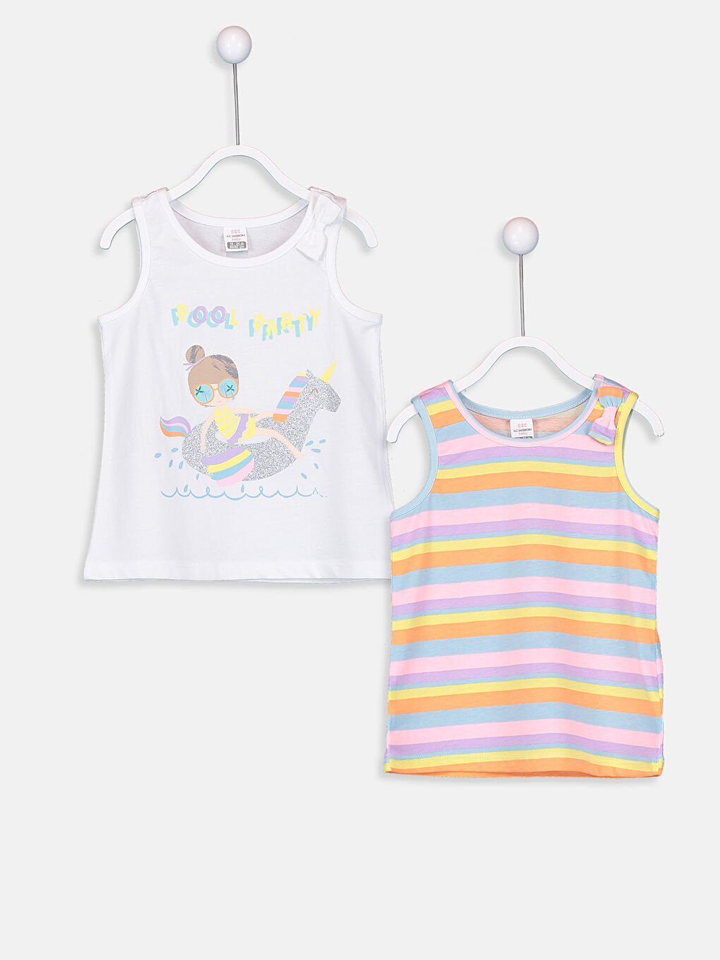 Pembe Bisiklet Yaka Kız Bebek Atlet 2'li