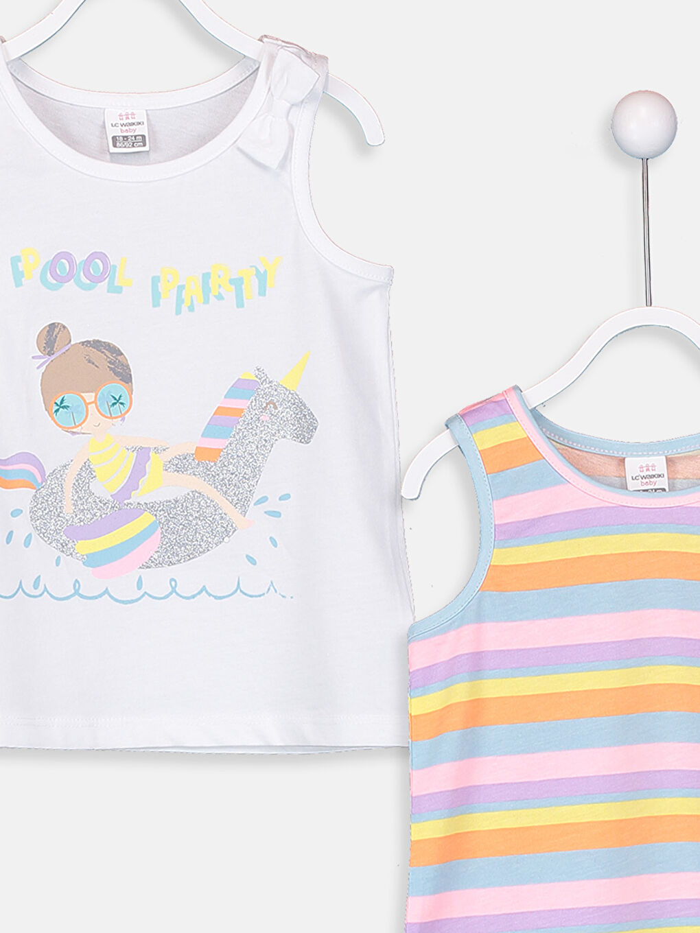 Pembe Bisiklet Yaka Kız Bebek Atlet 2'li-4