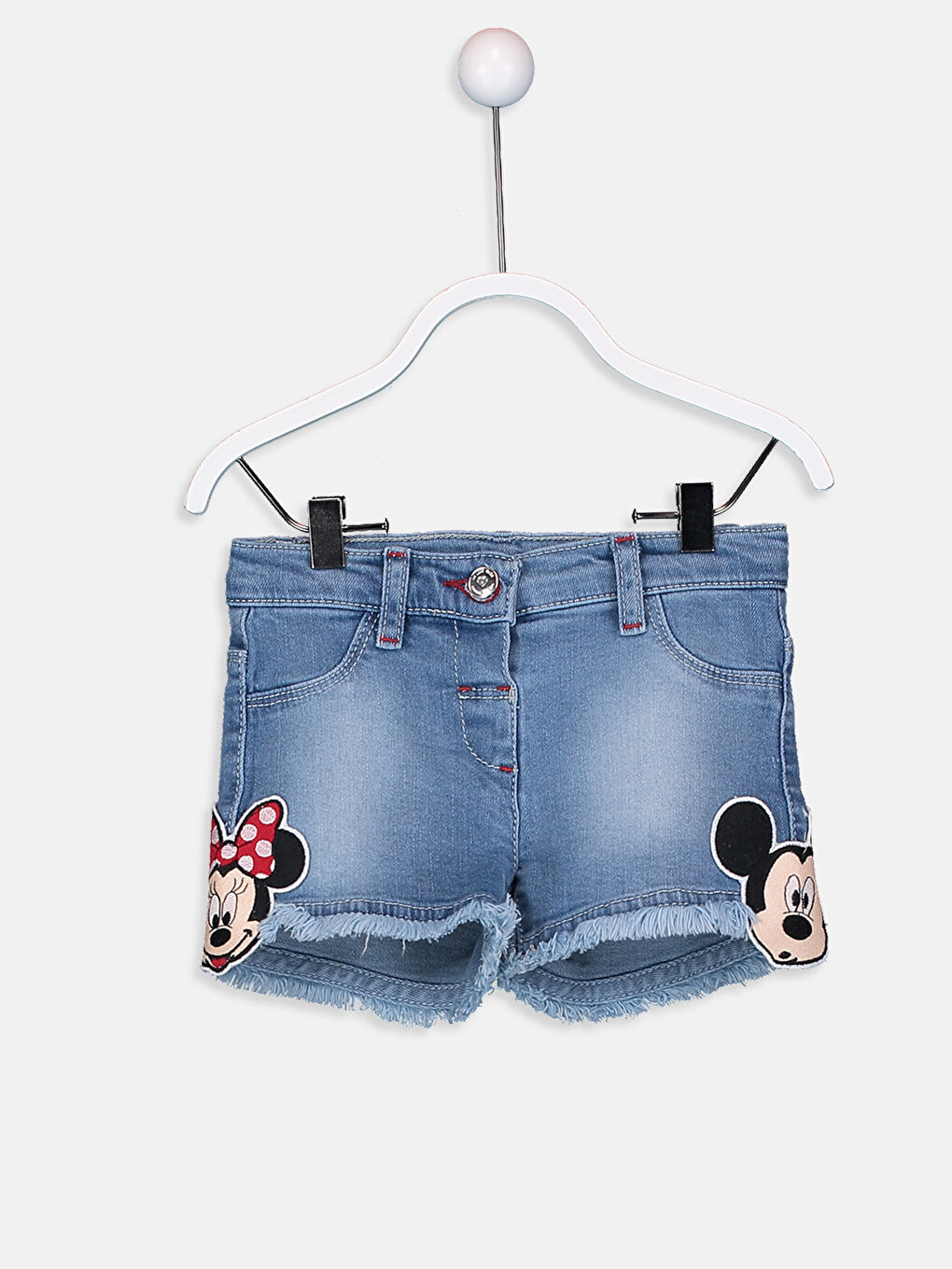 İndigo Kız Bebek Mickey ve Minnie Mouse Baskılı Jean Şort-1