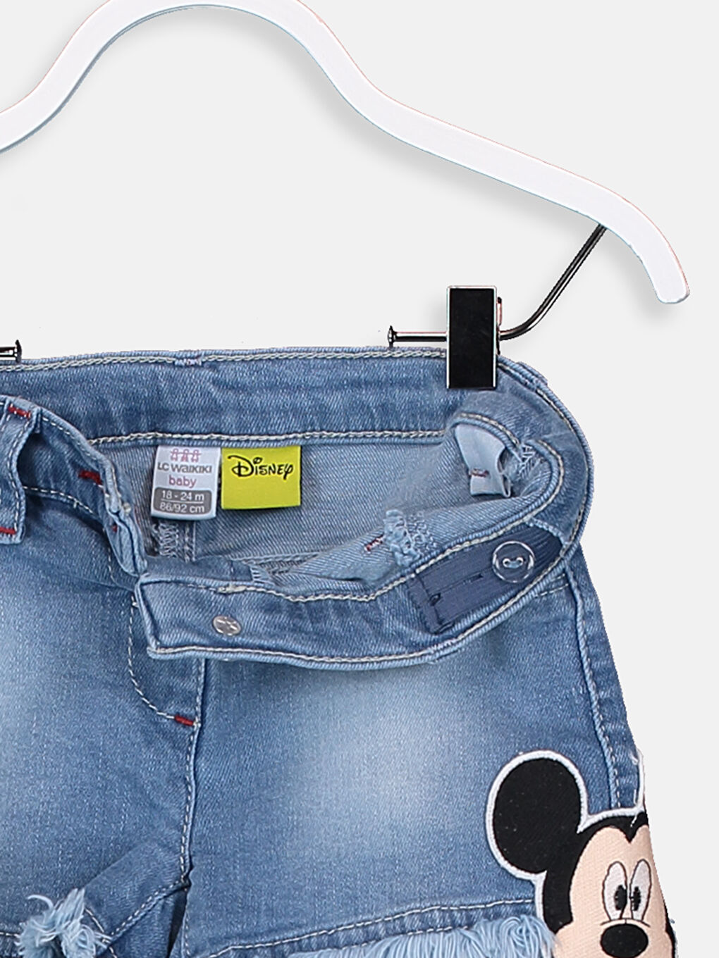 İndigo Kız Bebek Mickey ve Minnie Mouse Baskılı Jean Şort-3