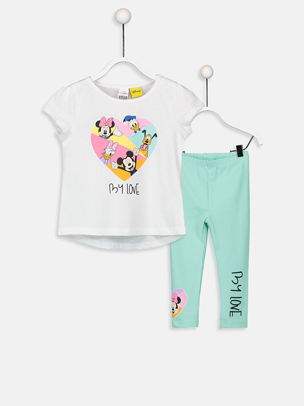 طقم أطفال بناتي ليقينز مع تيشيرت بطبعة ديزني-1