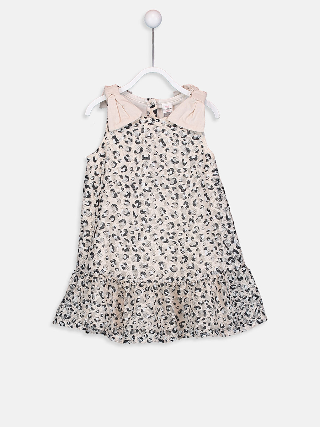 Bej Bisiklet Yaka Kız Bebek Elbise