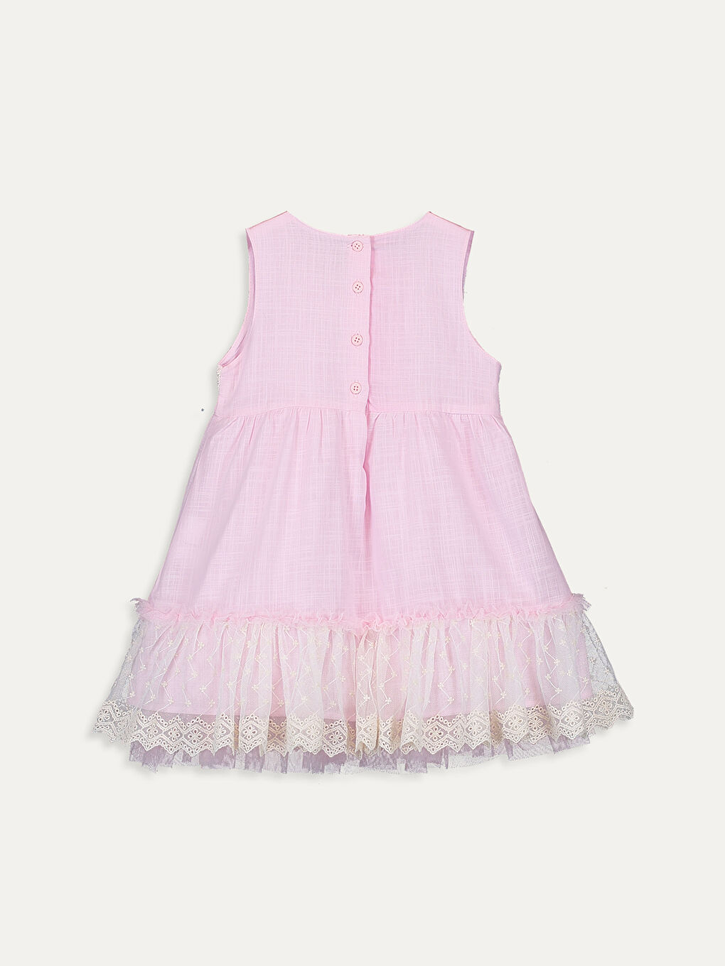 Pembe Bisiklet Yaka Kız Bebek Elbise-1