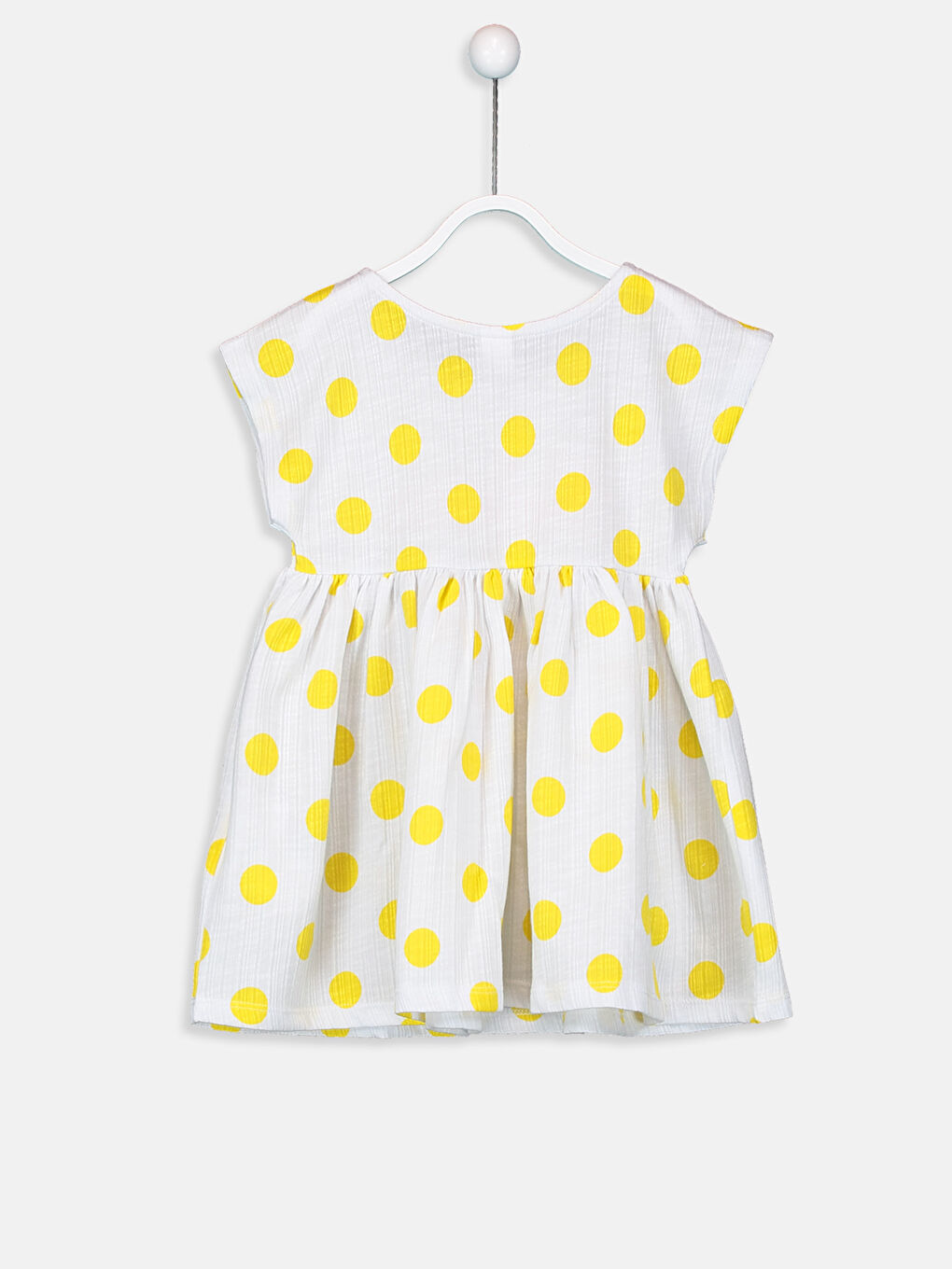 Sarı Bisiklet Yaka Kısa Kollu Kız Bebek Elbise-1