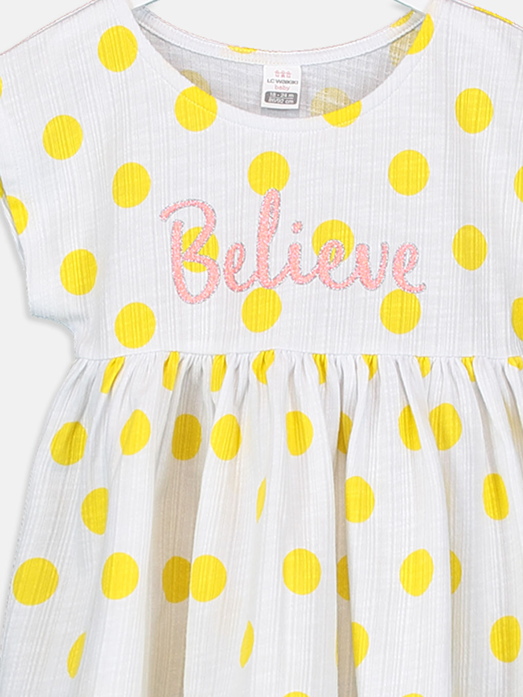 Sarı Bisiklet Yaka Kısa Kollu Kız Bebek Elbise-2