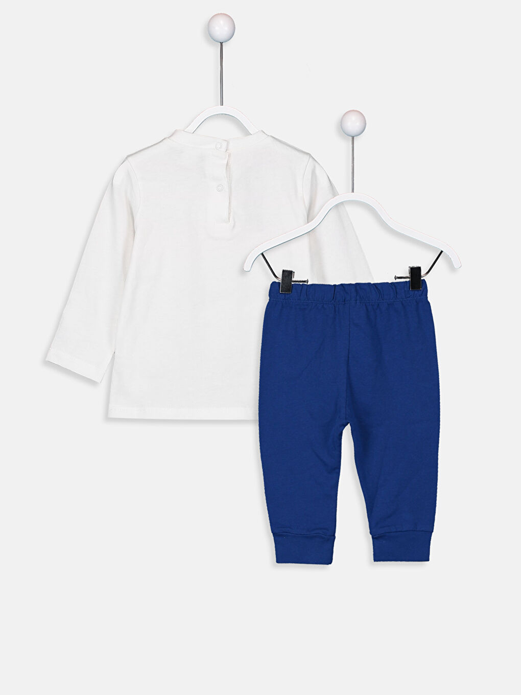 Beyaz Erkek Bebek Pamuklu Pijama Takımı-3