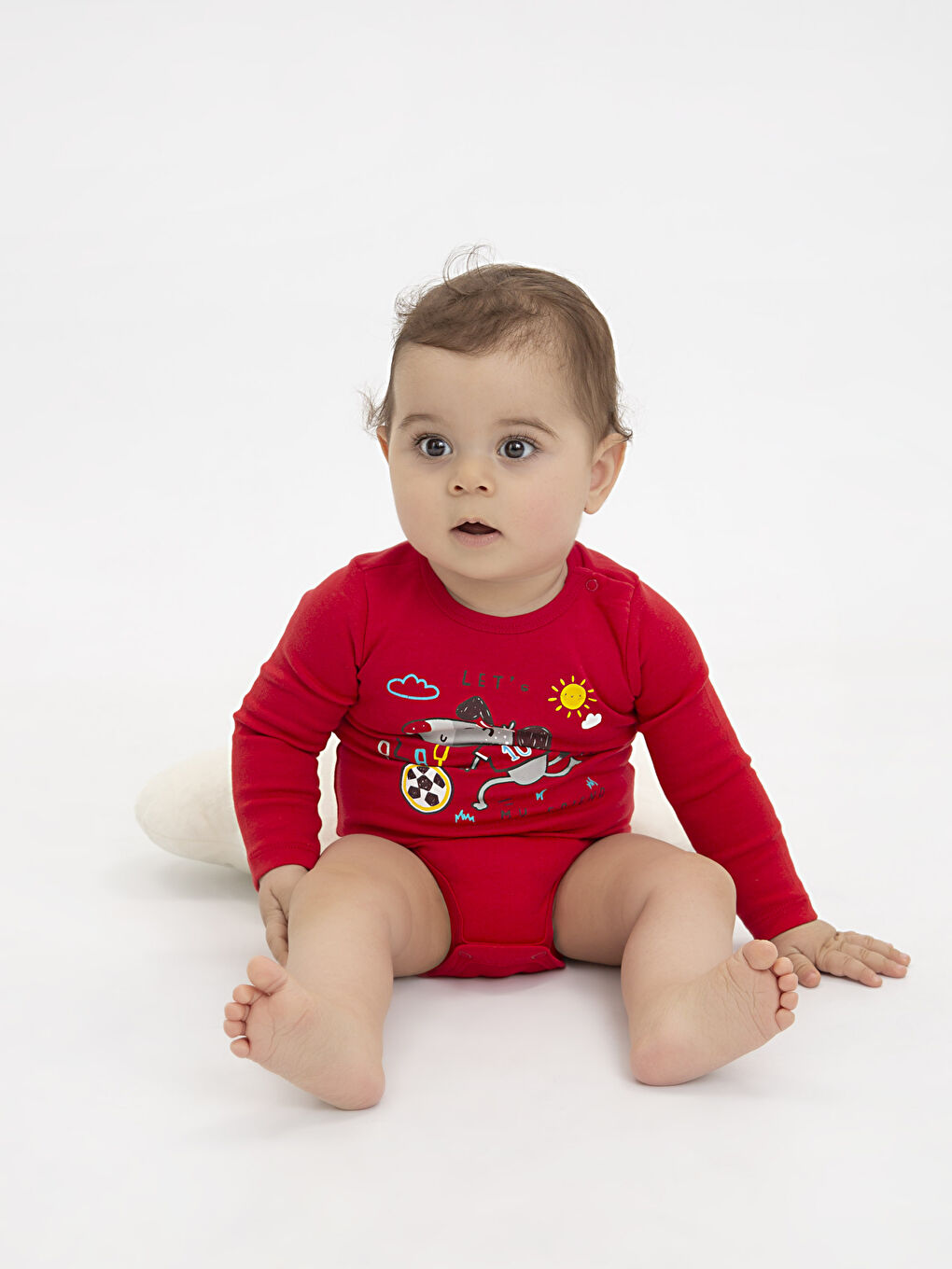 Kırmızı Erkek Bebek Pamuklu Çıt Çıtlı Body 2'li-7