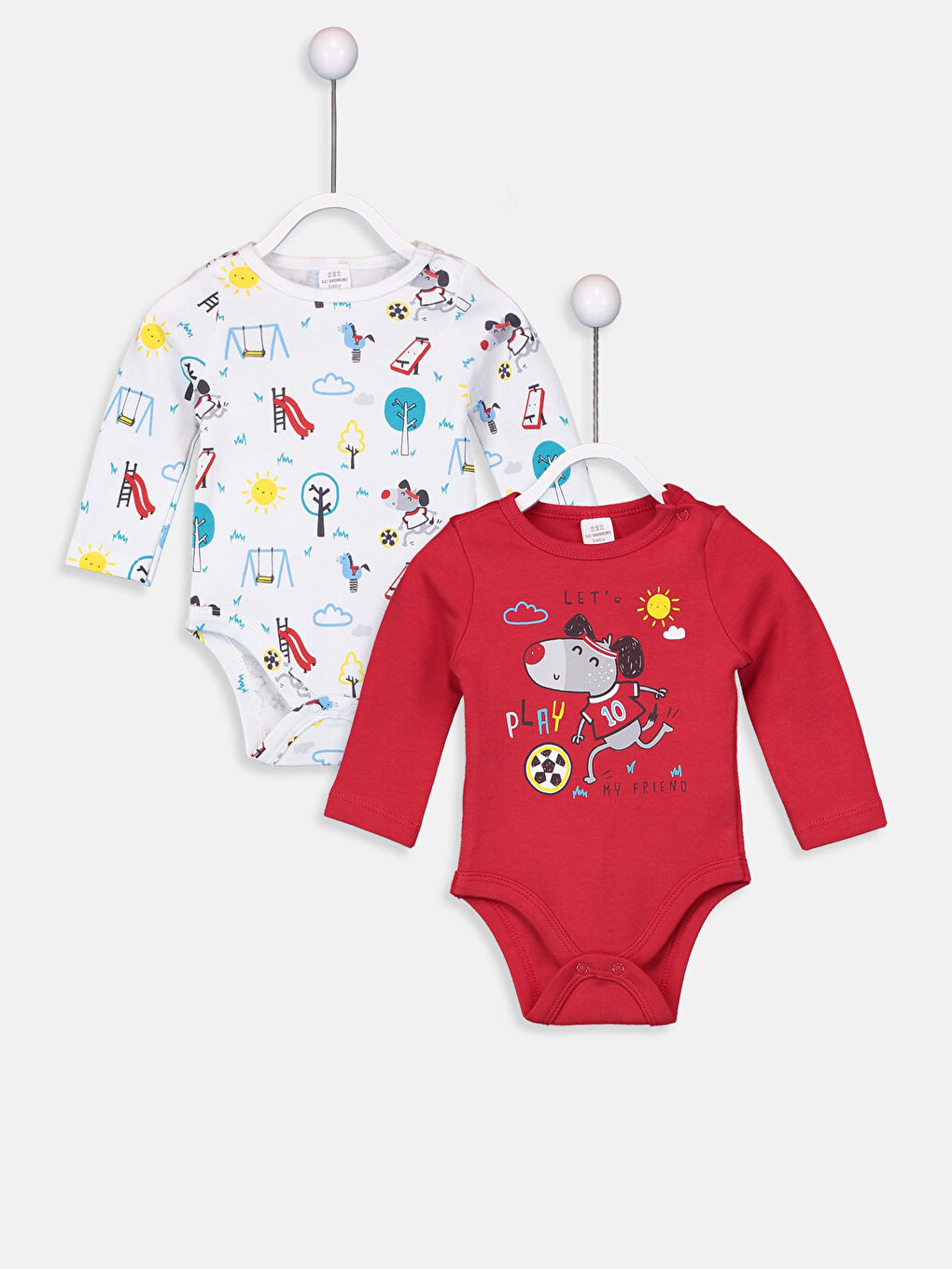 Kırmızı Erkek Bebek Pamuklu Çıt Çıtlı Body 2'li-1