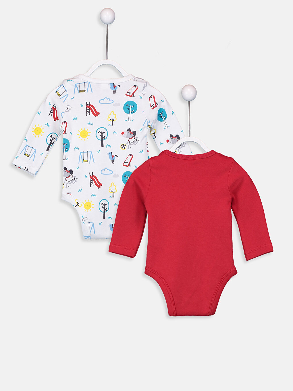 Kırmızı Erkek Bebek Pamuklu Çıt Çıtlı Body 2'li-2