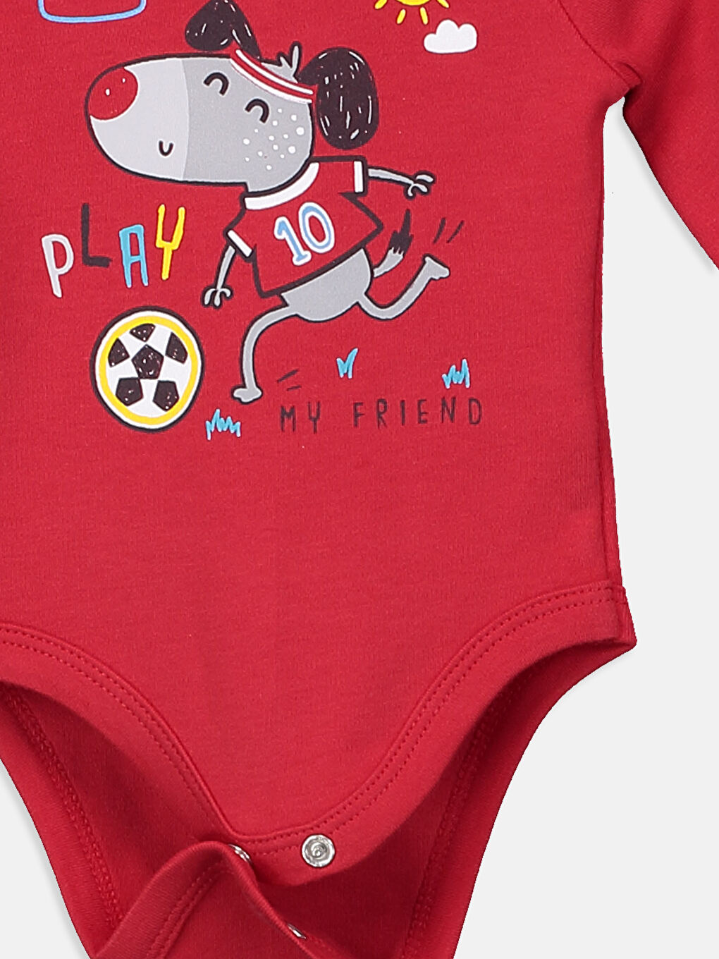 Kırmızı Erkek Bebek Pamuklu Çıt Çıtlı Body 2'li-5