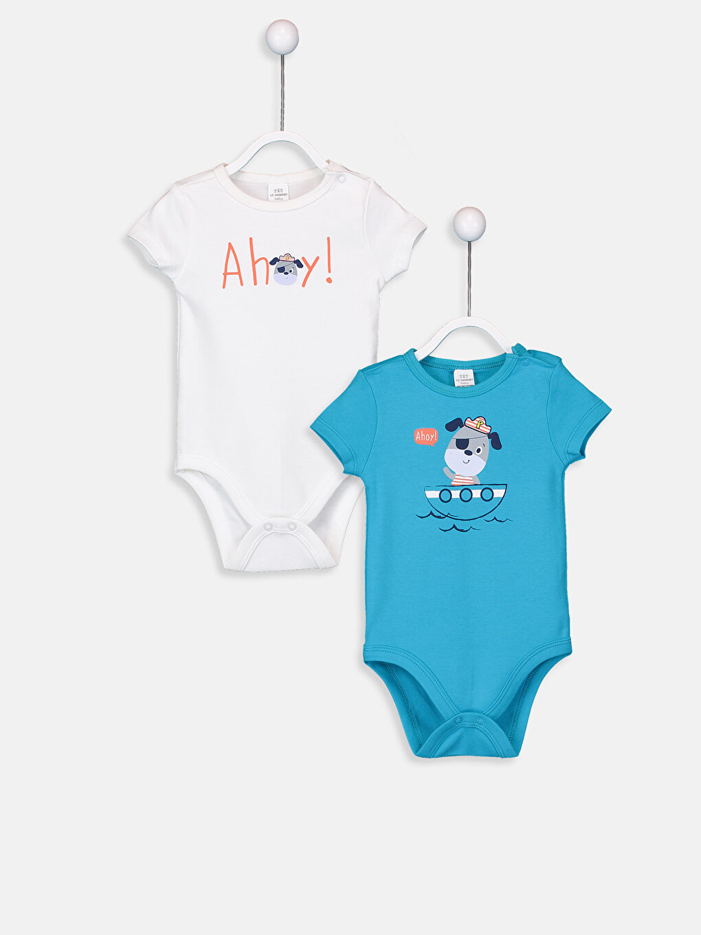 Beyaz Erkek Bebek Çıtçıtlı Body 2'li-1