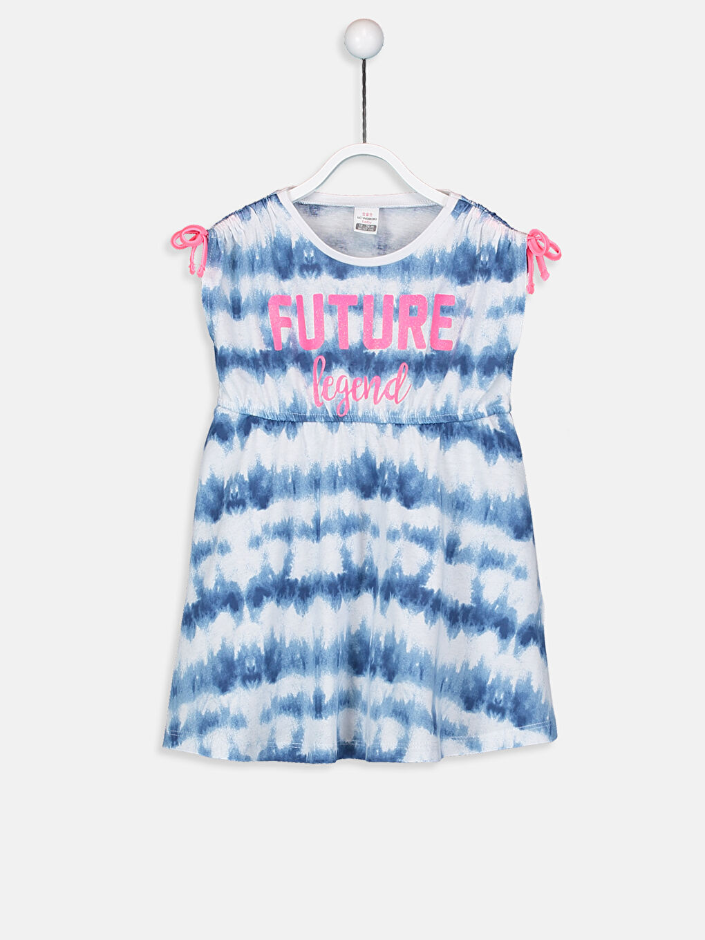 Lacivert Bisiklet Yaka Kısa Kollu Kız Bebek Elbise