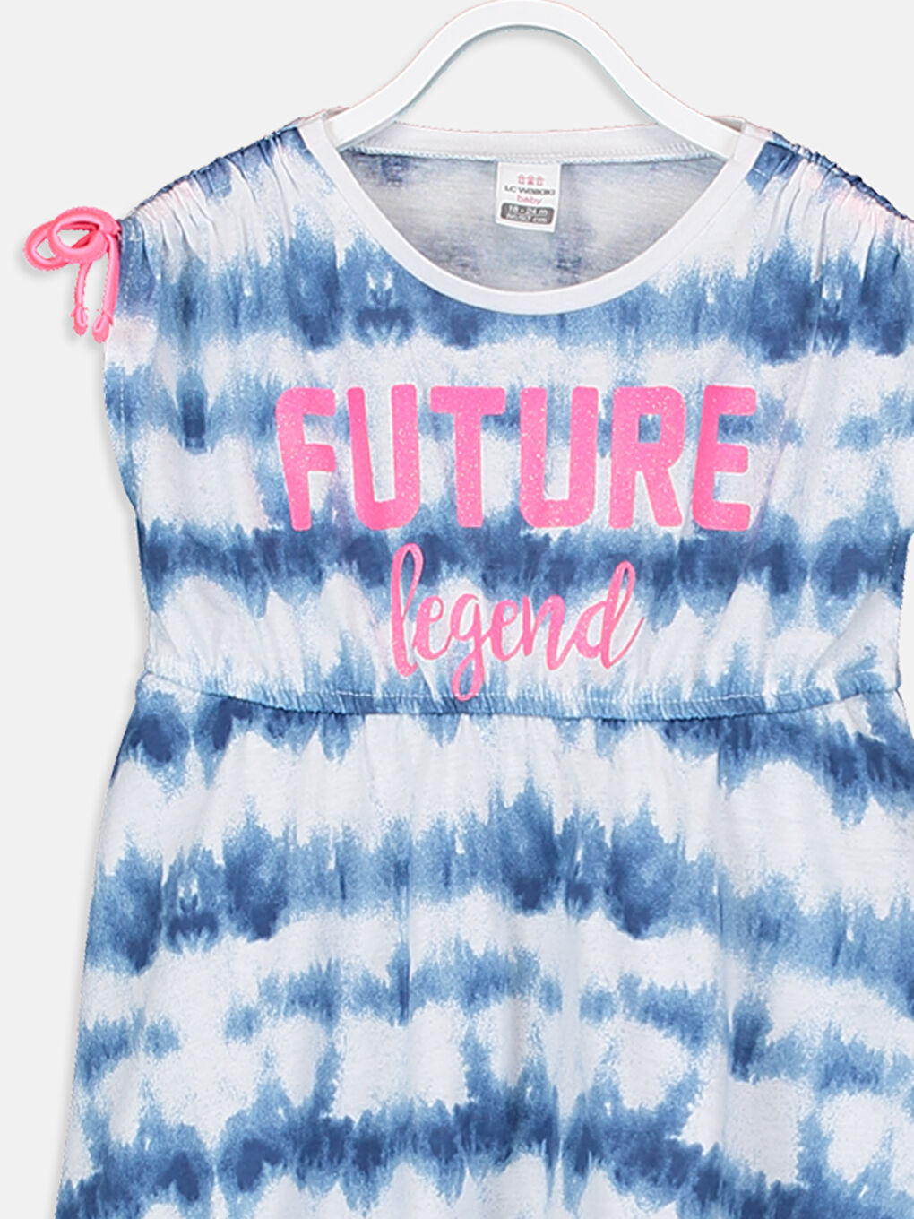 Lacivert Bisiklet Yaka Kısa Kollu Kız Bebek Elbise-2