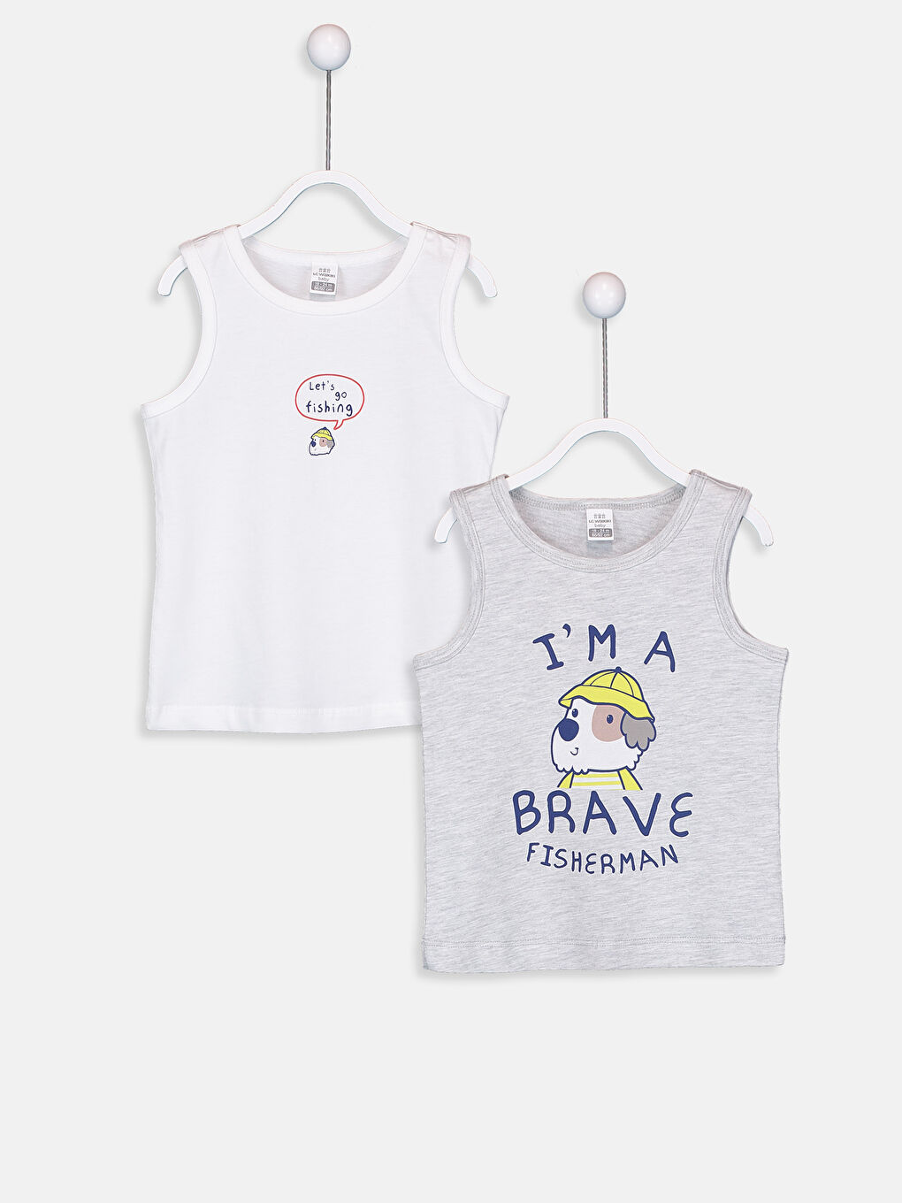 Beyaz Erkek Bebek Baskılı Pamuklu Atlet 2'li