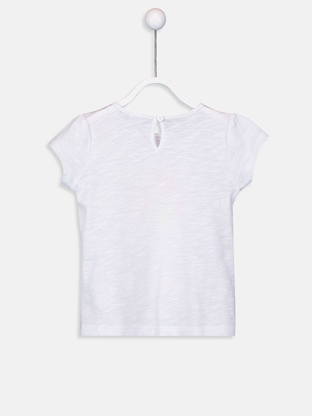 Beyaz Bisiklet Yaka Kısa Kollu Kız Bebek Tişört-1