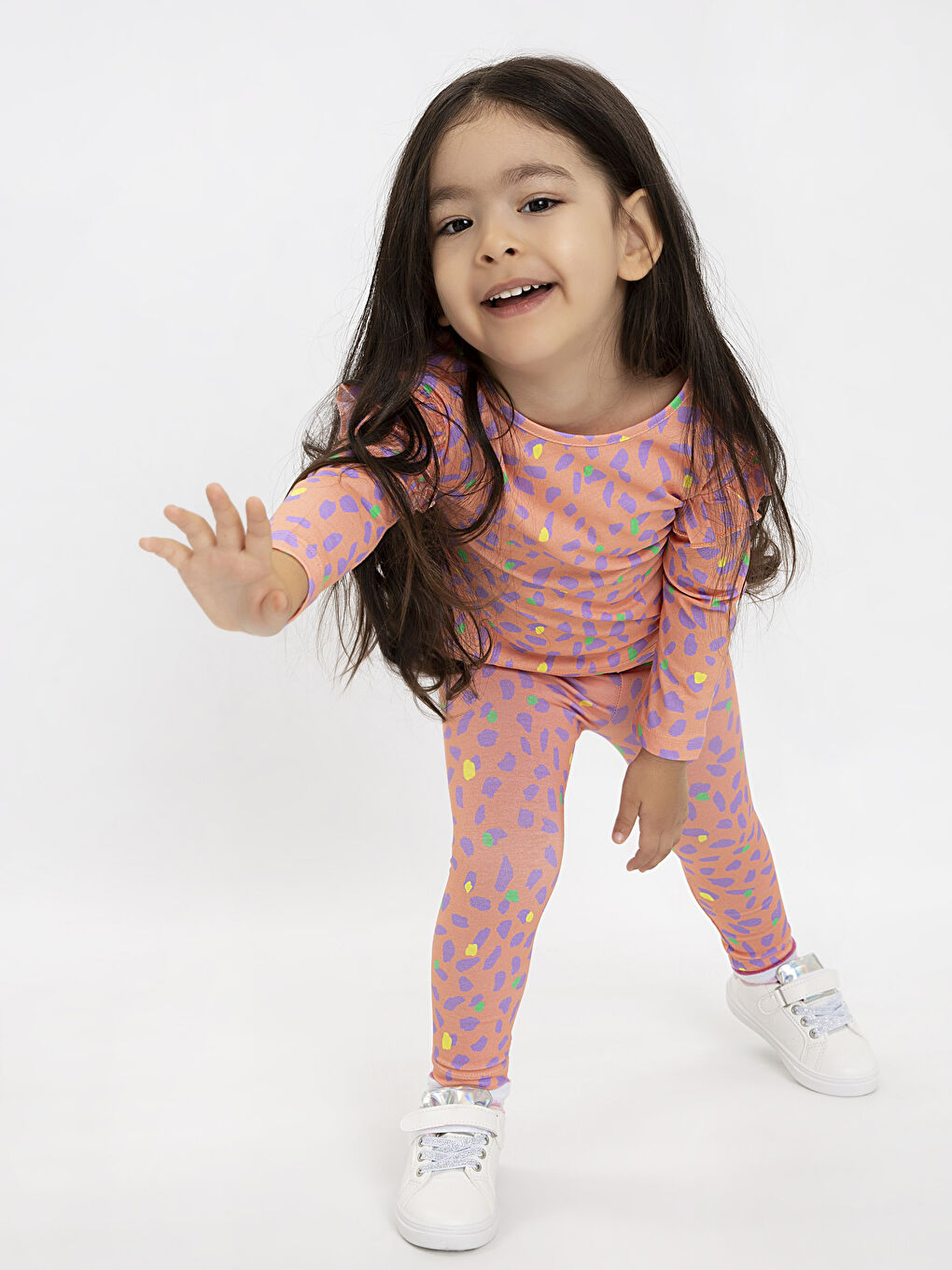 Turuncu Baskılı Tayt-4