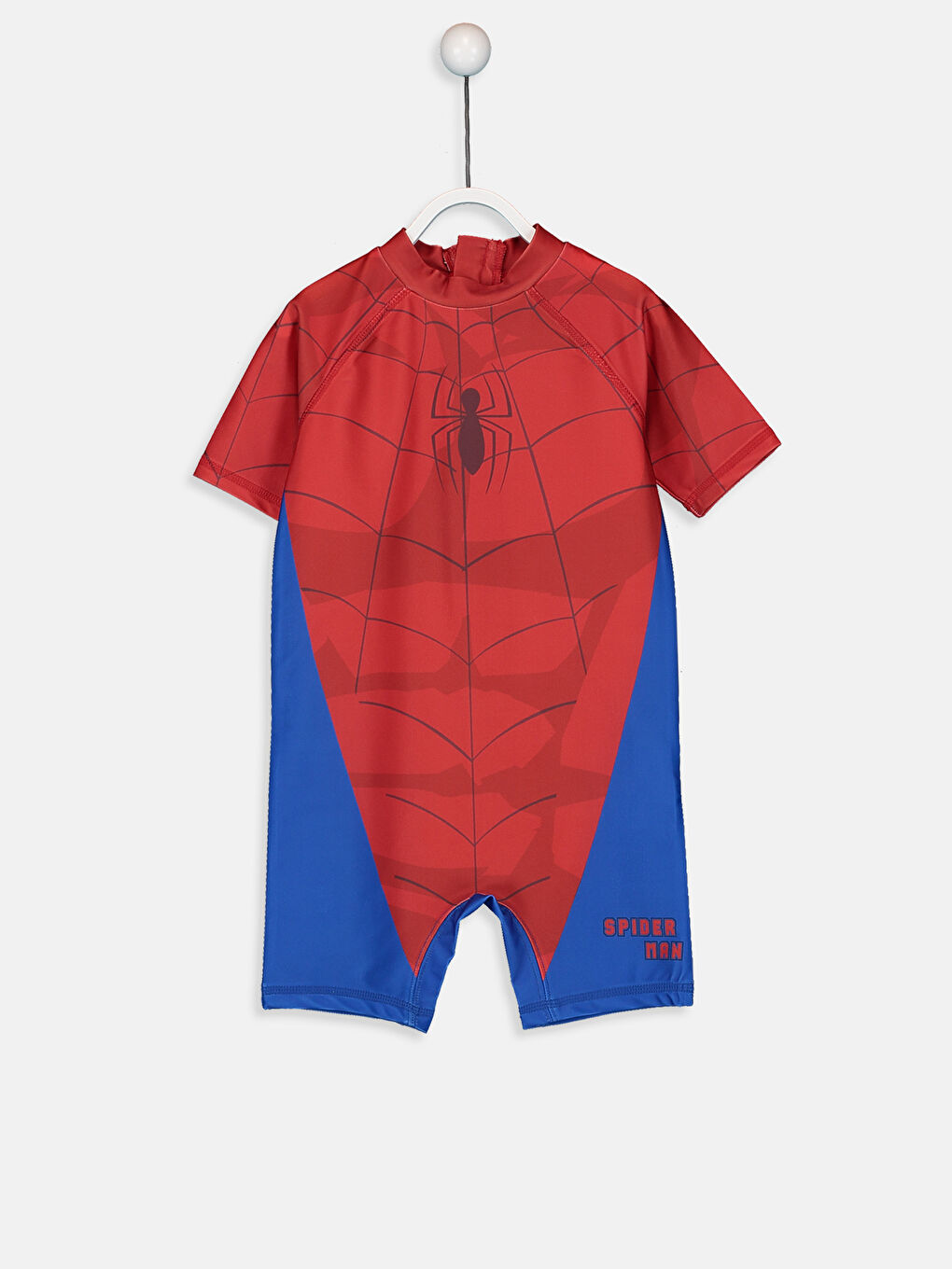 Kırmızı Bisiklet Yaka Kısa Kollu Spider-Man Baskılı Erkek Bebek Mayo