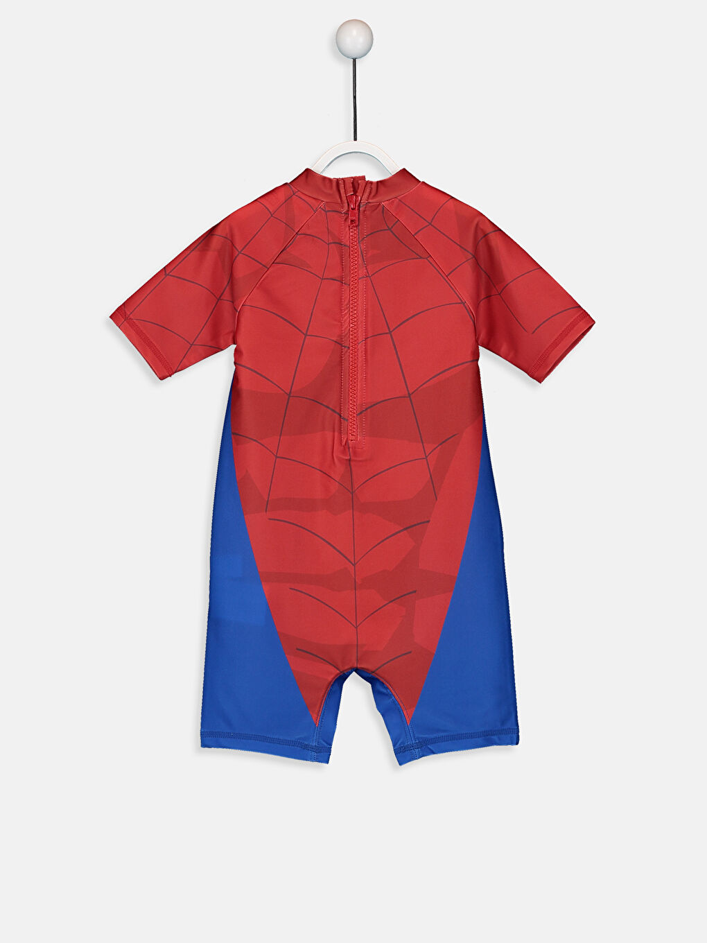 Kırmızı Bisiklet Yaka Kısa Kollu Spider-Man Baskılı Erkek Bebek Mayo-1