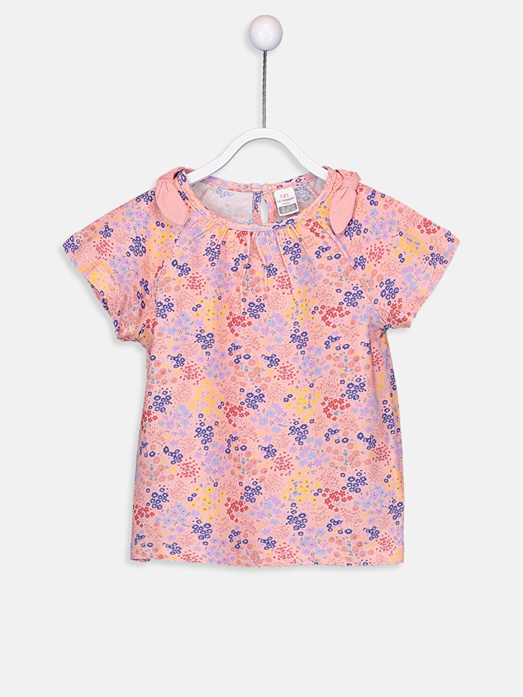 Pembe Bisiklet Yaka Kız Bebek Tişört