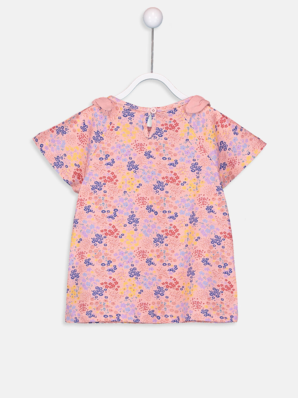 Pembe Bisiklet Yaka Kız Bebek Tişört-1