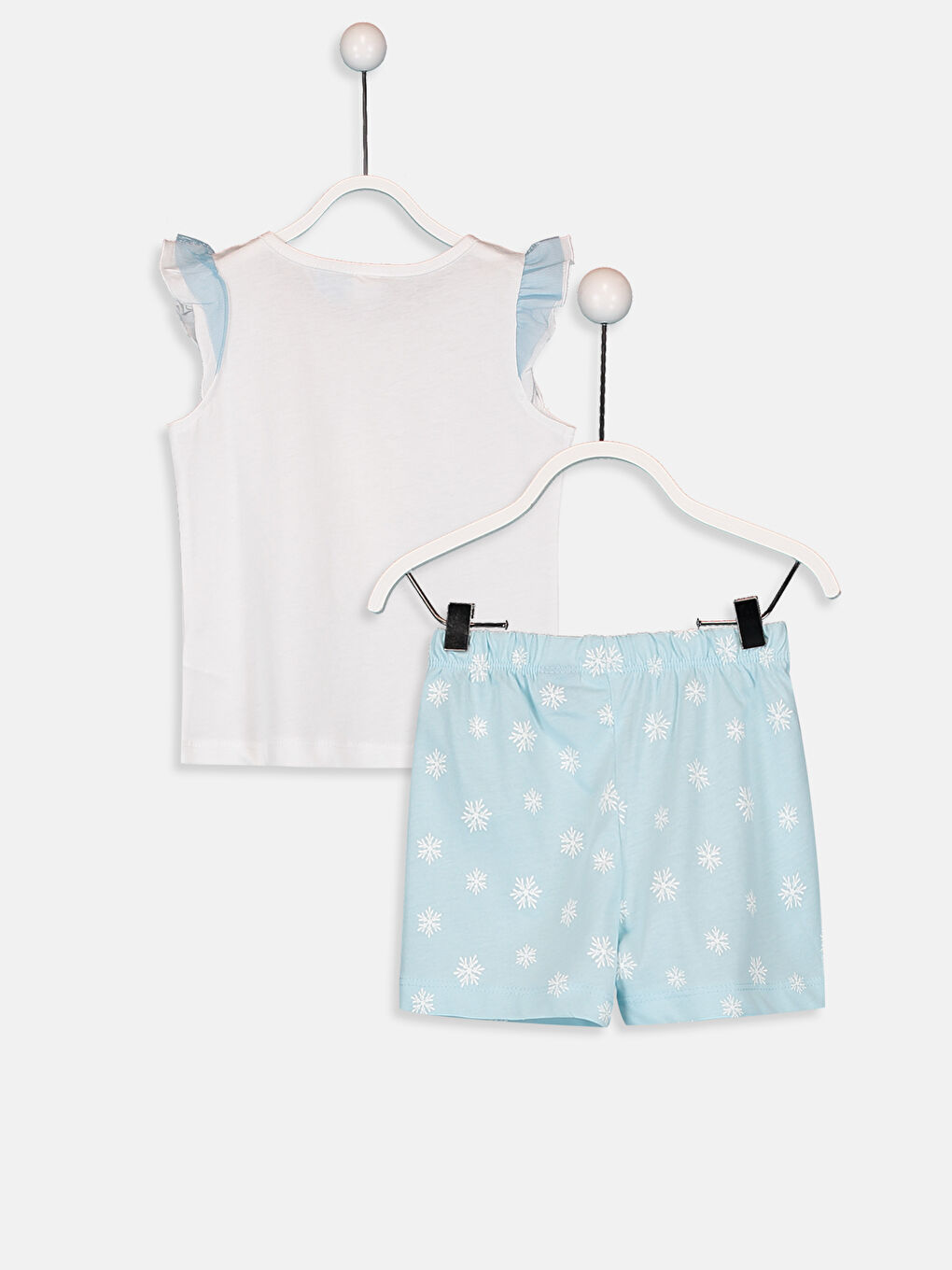 Beyaz Kız Bebek Elsa Desenli Pijama Takımı-1