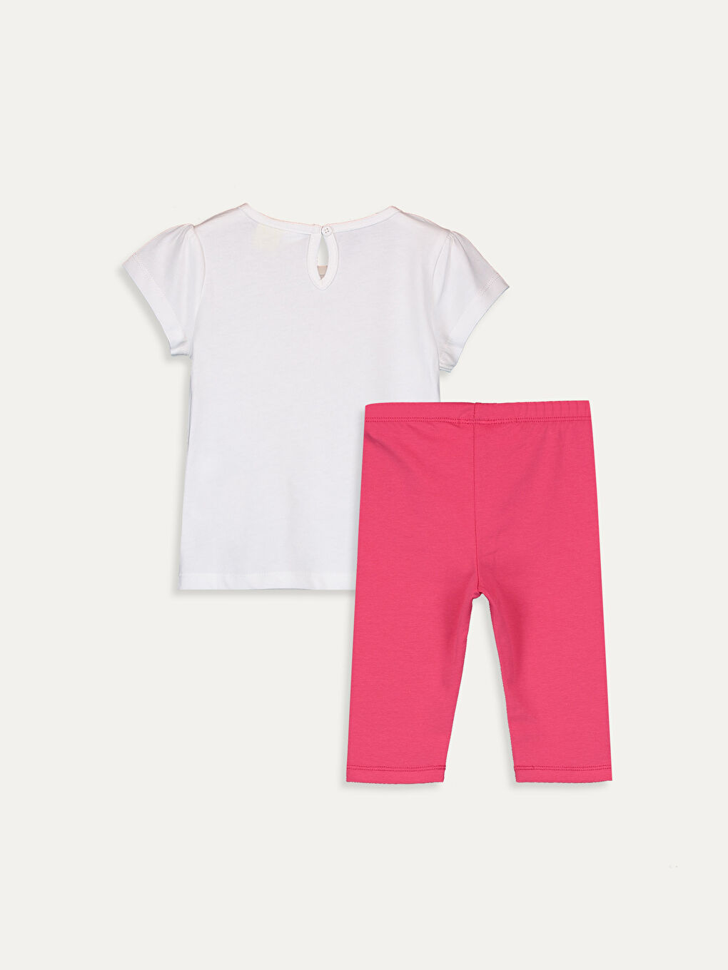 Ekru Kız Bebek Minnie Mouse Baskılı Tişört ve Tayt-1