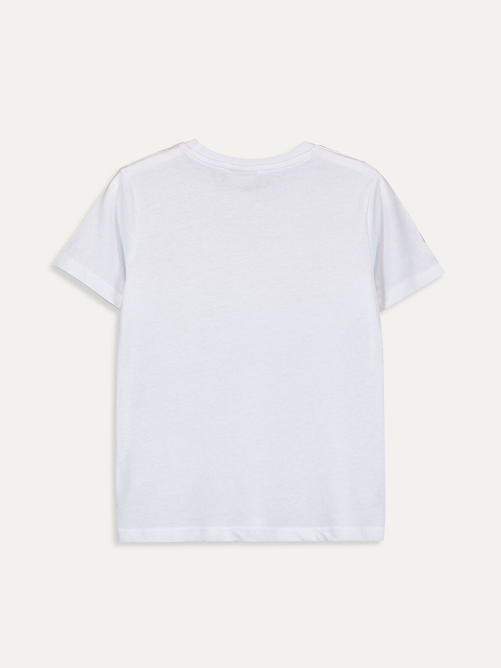 Beyaz Bisiklet Yaka Kısa Kollu Erkek Bebek Tişört-1